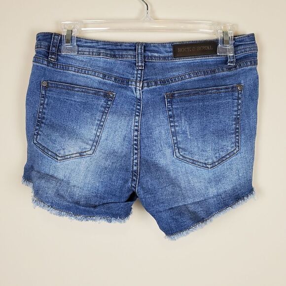 Rock & Royal Distressed Ripped Jean Shorts Large Juniors - Picture 2 of 3